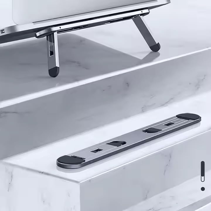 Image of SOOPII Mini Laptop Stand with Aluminum Body Adjustable Height, Lightweight & Foldable, Non-Skid Silicone Feet, Compatible with 11 to 17 Inch Laptops, Portable Ergonomic Stand for Desk, Table & Travel