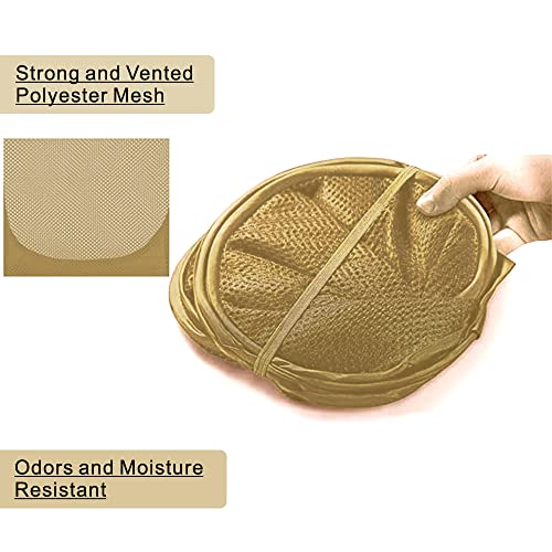 Image of BATTOO Deluxe Strong Mesh Pop up Laundry Hamper Basket with Side Pocket for Laundry Room, Bathroom, Kids Room, College Dorm or Travel Beige