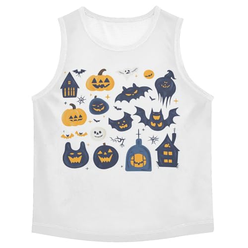 Boys Tank Top Shirts Cartoon Halloween Pumpkin Sleeveless T-Shirts Crew Neck for Kids Clothing Children
