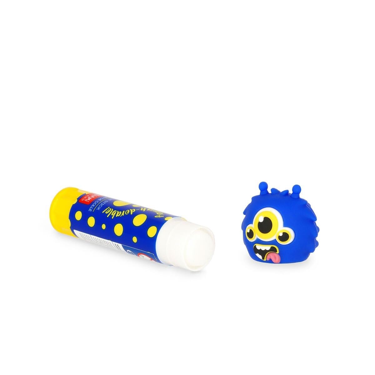 LEGAMI MILANO Colla Stick Monster, Adesivo a Base d'Acqua per Bambini, Design Divertente con Mostro Blu