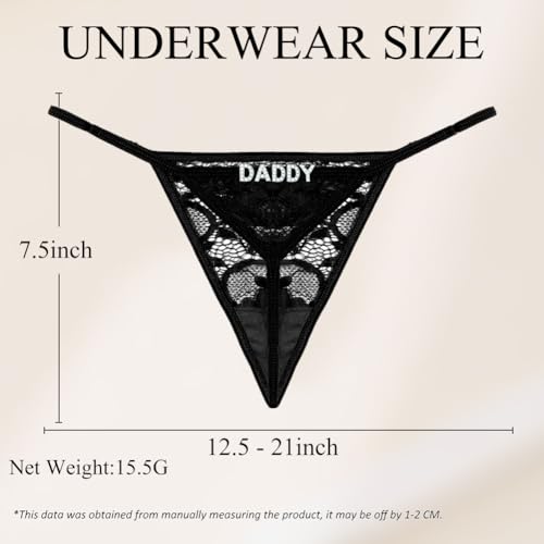 Image of Sexy Underwear for Women, Lace Thongs with Sparkling Letter Charms, Fun and Flirty Panties for Women Sexy
