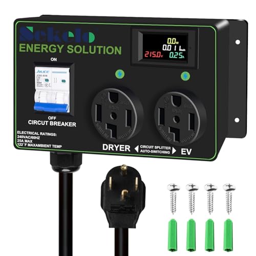Smart EV Charging Integration: Sekelo Automatic Power Switch for Dryer & EV, NEMA 14-30, 240V, 24A...
