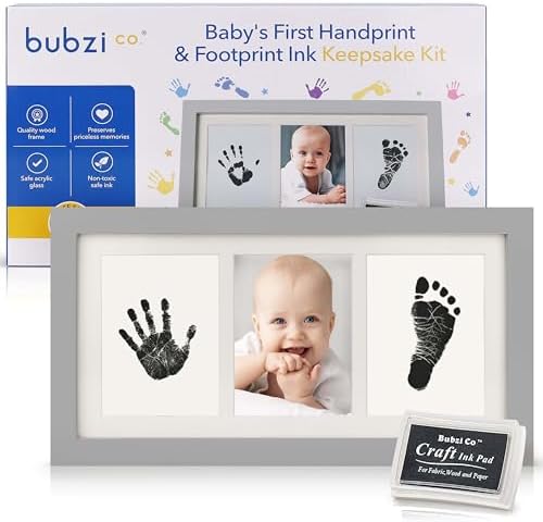 Bubzi Co Baby Handprint Kit & Footprint Photo Frame for Newborn G...