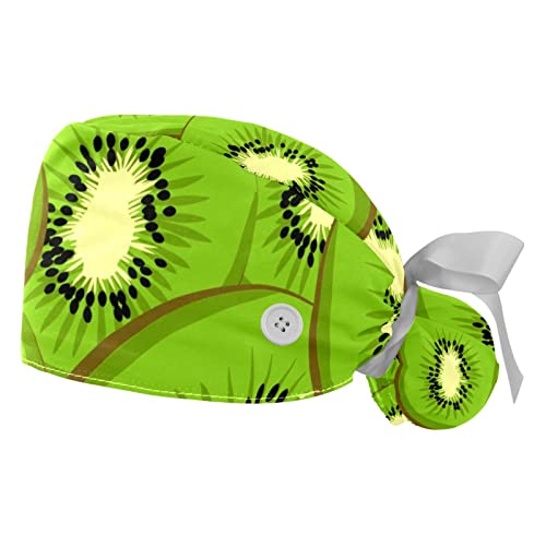 Chapeaux bouffants JDEZ motif kiwi : casquettes de travail ajustables mixtes