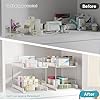Vtopmart 2 Pack Bathroom Organizer, 2 Tier White Under Sink Organizers Vanity Countertop Storage Container,Cabinet Drawers Bins, Pull-Out Organization with Track for Pantry, Kitchen #4