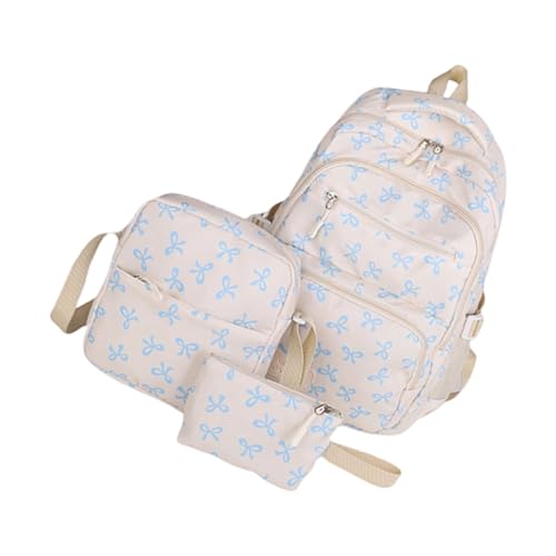 Juego de 3 mochilas estéticas escolares con lazos y de gran capacidad para niñas estudiantes