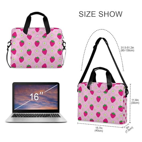 Funda para portátil 15.6 pulg rosa con asas y correa miniatura 5