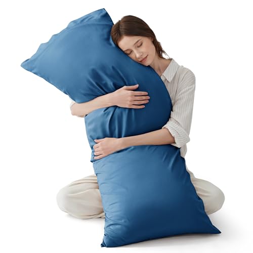 Bedsure Body Pillow Cover - Teal Long Cooling Pillow Cases, 100% Rayon Derived from Bamboo, Cool Body Pillowcase with Envelope Closure for Women, Men, 1 Pack, 20x54 Inches