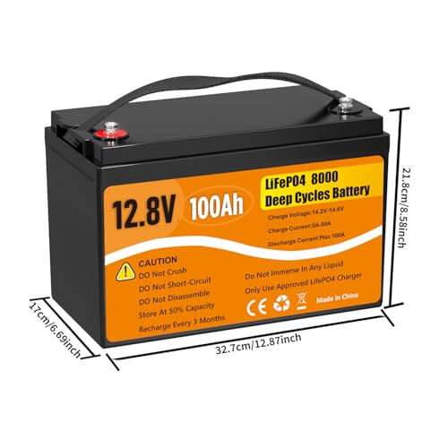 Image of 12V 100Ah LiFePO4 Lithium Battery, Group 31 Lithium Iron Phosphate 8000+ Deep Cycles 10-Year Lifespan 100A BMS Low Temperature for Trolling Motor, RVs, Solar, Home (12V 100Ah Battery)