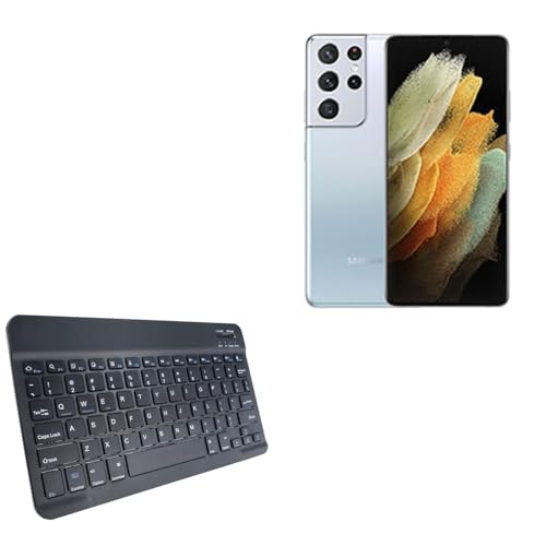 BoxWave Keyboard Compatible with Samsung Galaxy S21 Ultra - SlimKeys Bluetooth Keyboard, Portable Thin with Chiclet-Style Keys - Jet Black