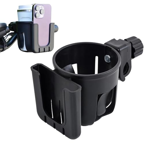 Mobility Scooter Cup Holder, Adjustable Beverage Holder with Phone Holder, Suitable for Strollers, Wheelchairs, Walkers, Bicycles, Scooters, A Great Gift for Family