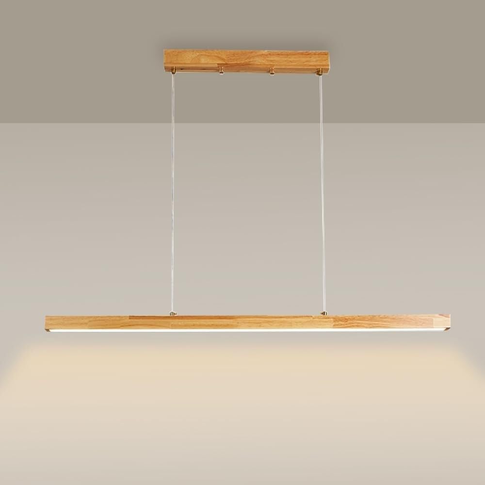 LED Lampada a sospensione in legno Lampadario lineare minimalista Lampada da soffitto Lampada a sospensione a striscia lunga Lampadari moderni per tavolo da pranzo Lampade a sospensione per soggiorno