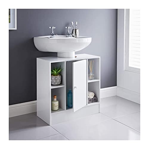 spot on dealz Under sink storage bathroom cabinets free standing white wooden furniture sets 2 cupboard unit with 1 door floor cabinet MDF wood Matte finish Flat pack