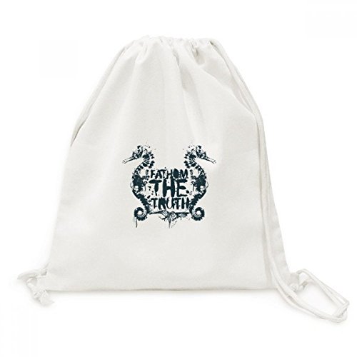 Sac à cordon en toile hippocampe vert DIYthinker pour voyage et loisirs