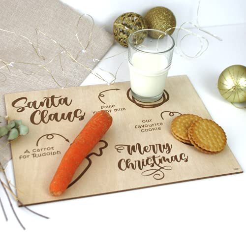 Holzbrett für Kinder, Weihnachten, Milch, Kekse, Weihnachtsmann, originelle Dekoration für Partys und Weihnachtstraditionen thumbnail