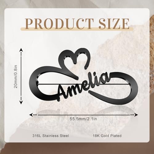 Image of Custom Lapel Pin for Women Men - Name Brooch Pin Personalized Stainless Steel for Wedding Business Party - Gold /Silver /Black Customized Jewelry Gifts