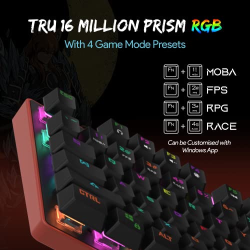 Image of (Refurbished) EvoFox Katana Pro RGB Mechanical Keyboard with Silent Outemu Red Switches | 16 Million True Prism RGB | Powerful Software | 4 Game Modes Presets | 16 Lighting Effects | TKL Keyboard | On Board Memory | Braided Cable with EMI Ring (Red + Black)