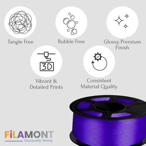Image of FiLAMONT PLA Silk Filament 1.75mm, 3D Printer Filament, Shiny Silk 1.75 PLA Filament, 1kg(2.2Lbs) /Spool (Silk Purple)