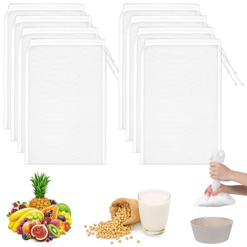 8 Pcs 200 Mesh Nylon Nut Milk Bag