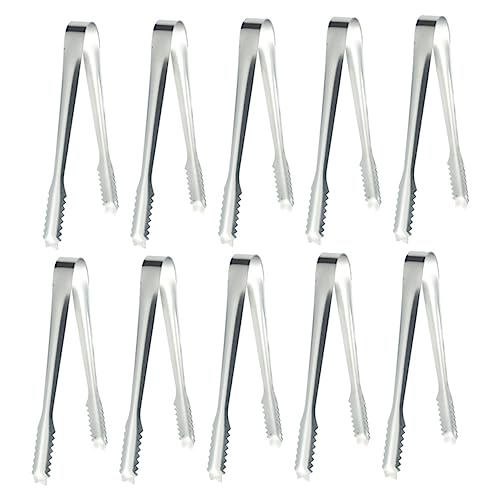10Piezas Pinzas de Hielo Inoxidable Pinzas Prácticas para Cubitos de Hielo Accesorios para Fiestas Cócteles y Bebidas Frías Duradero