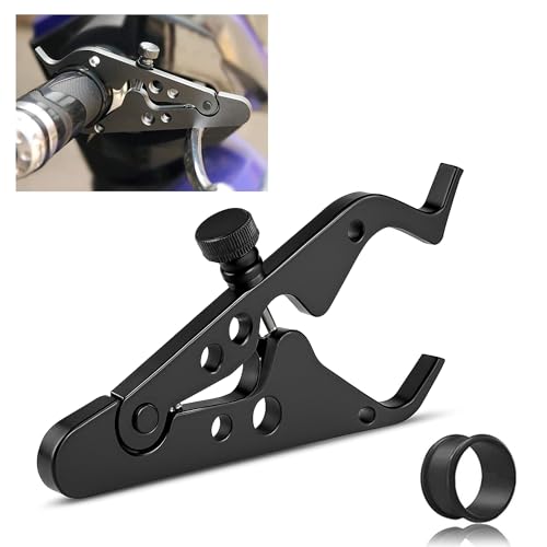 Image of Motorcycle Cruise Control Throttle Lock - CNC 6061 T6 Aluminum with Rubber Grip | Universal Handlebar Throttle Holder for Comfortable Long Rides | Easy Manual Speed Lock | Black