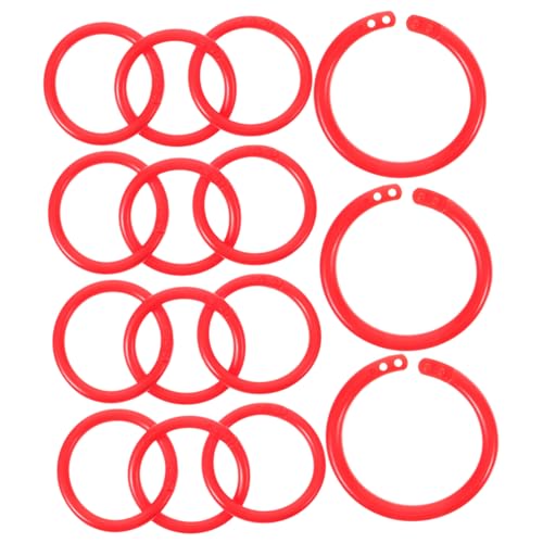 HOMOBABE 100個 プラスチック活頁リング 内径 柔軟なルーズリーフバインダーリング 多用途ファイル整理用 赤色