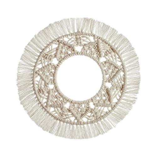 Wodmb Bohemian Tapestry Round Tapestry Macrame Hand-Woven Cotton And Linen Beige Simple Fashion Wall Background Decorative #TOP1