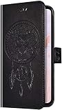  Uposao - Funda con tapa para Samsung Galaxy Note 8, diseño de búho con sensor de sueño, piel sintética, con tapa, negro