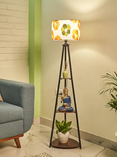 Crosscut Furniture Metal Floor Lamp with 3 Shelves (Fresh Flower)...