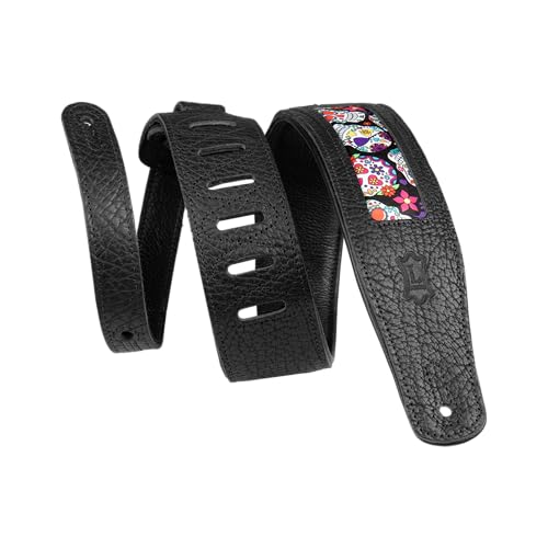 Sangle en cuir Levy's pour guitare : soulagez votre épaule avec style grâce au motif crâne