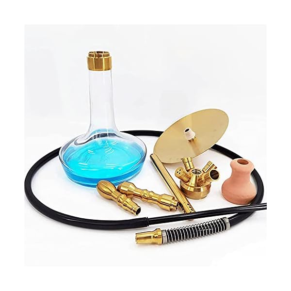 Luxus Moderne Hukahn Set Edelstahl Moderne Shisha Shisha 67cm Goldene 1 Schlauchhukahn Komplett mit Wasserhuks Zubehör – Bild 5