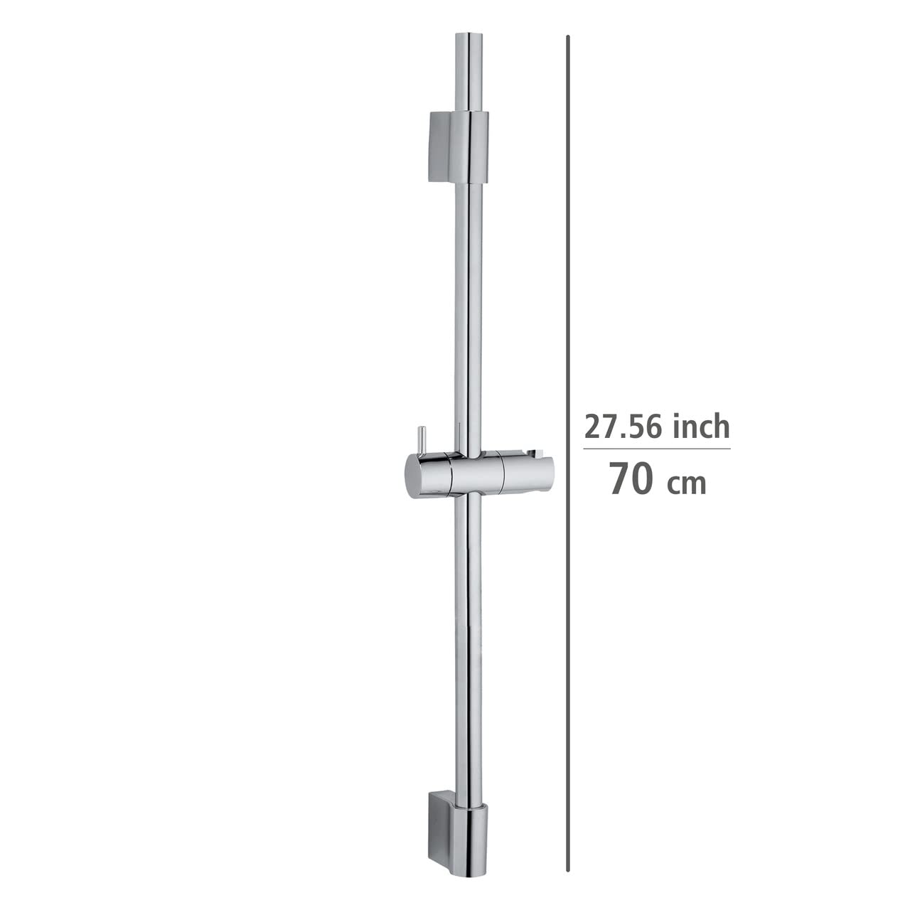 Wenko Asta per doccia Classic, asta per doccia con supporto per doccetta a mano per doccia o vasca in acciaio inossidabile con supporto a parete mobile, dimensioni (L/P x A): Ø 2,2 x 70 cm, cromata