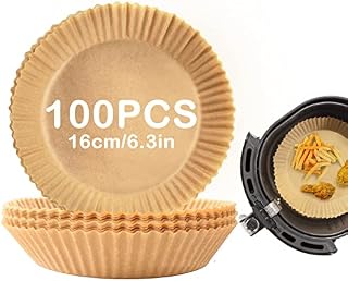 Air Fryers Paper Liners, Air Fryer Silicone Oil Paper, Uten 100PCS Round Greaseproof Paper for Air Fryers, 6.3inch/16cm