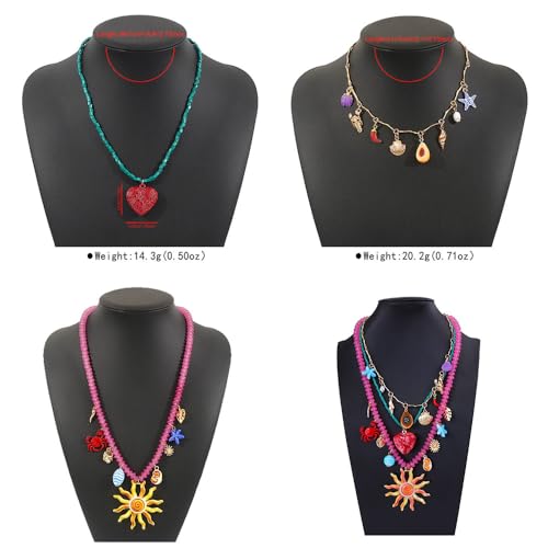 Bohemian Beaded Pendant Necklace for Women fashion Stacking Sea Life necklace Gold Adjustable Sun Flower Shell Crab Love Necklace Summer Beach Surfer Jewelry for Women3
