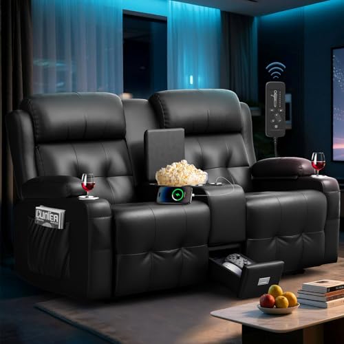 Loveseat Recliner Sofa with Massage and LED Lights