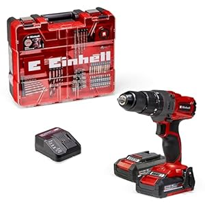 Einhell Akku-Schlagbohrschrauber TE-CD 18/2 Li-i +22 (1x2,5Ah) Power X-Change (Li-Ion, 18 V, 44 Nm, 2-Gang-Getriebe, inkl. 2,5 Ah Akku, Schnellladegerät, 22-tlg. Bit-Box und Koffer)