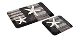 GOODWAY 2 Teiliges Badematten Set, Badteppich, Badvorleger Bremen, grau Mikrofaser super Soft