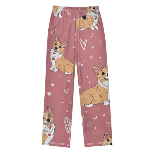Corgi Dogs Love Boys Long Pants Soft Trousers Elastic Waist Kids Lounge Bottoms with Pockets S-XL2