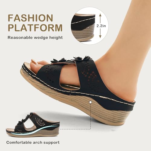 Womens Wedge Sandals, Platform Sandal Dressy Summer Slides Comfortable Walking Shoes, Soft Casual Orthopedic Sandals Shoes for Women2