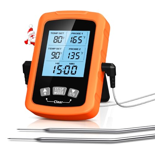 CIRYCASE Thermomètre Cuisine avec Sondes Doubles 16.3cm, Écran LCD
