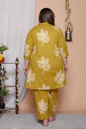 Image of NISHIRE Women's Cotton Floral Co-ord Kurta Set, Plus Size Stylish Ethnic Wear Set