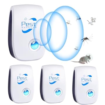 Repellente ad Ultrasuoni per Topi 4 Pack, Antizanzare Repellente Ultrasuoni, Repellente Anti Zanzare Elettrico Antizanzare per Anti Zanzare, Roditori, Ragni, Formiche