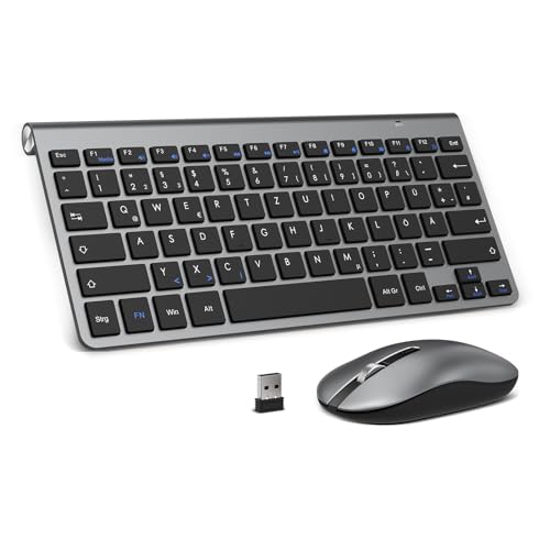 PINKCAT Kabelloses Tastatur Maus Set kabellos 2.4G Kabellose Kompakte Tastatur mit Funkmaus für...