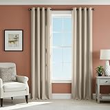 DECOLURE Linen Blackout Curtains - SunShield 84 Inches Long Black Out Curtains for Living Room and Bedroom Windows - Luxury Faux Linen, 2 Panels Set, Ultra Durable - 84 Length x 52 in (Natural)