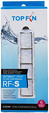 Top Fin Retreat RF-S Filter Cartridges (Small) Refill for Desktop Aquariums with Small Retreat Filters - 8.1in x 1.9in (6 Count)