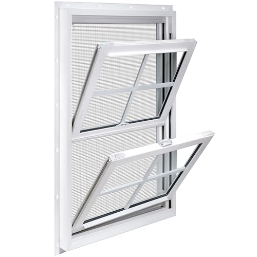COLORPAPA Vinyl Double Hung Window 36' x 56', Double-Pane Tempered Glass, Built-in Drainage System, Tilt-in Upper and Lower Sash, Screen Included, Replacement Window for Home, Mobile Home(White)