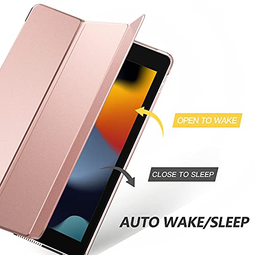 Moko Ipad 10.2 Case For Ipad 9Th Generation 2021/ Ipad 8Th Generation 2020/ Ipad 7Th Generation 2019, Slim Stand Hard Back Shell Smart Cover Case For Ipad 10.2 Inch, Auto Wake/Sleep, Rose Gold #TOP4