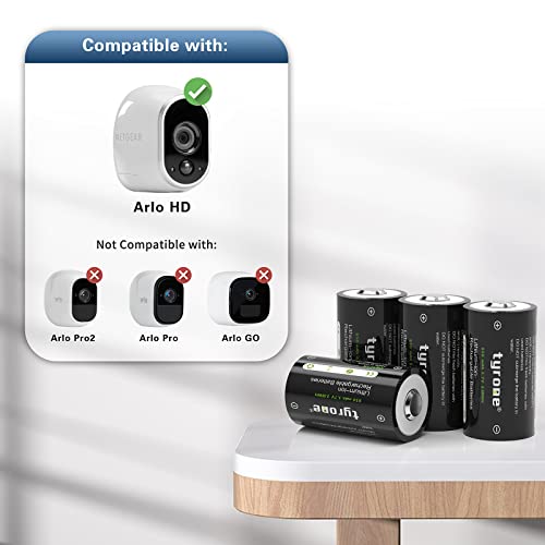 Tyrone Cr123 Rechargeable Batteries, 4-Pack Cr123A Lithium Batteries For Arlo Camera [ Can Be Recharged ] #TOP3