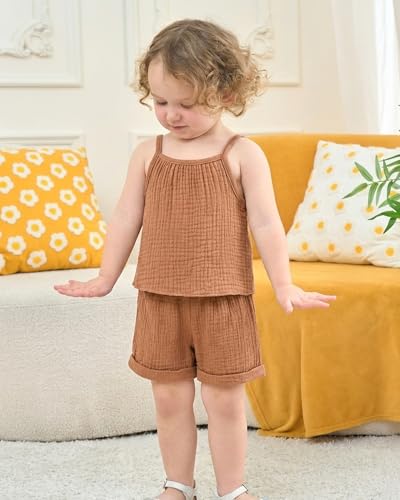 Image of Weebaby Toddler Girl Clothes Baby Summer Outfits Sleeveless Halter Top Ruffle Short Set Cute Kids Clothes Girls