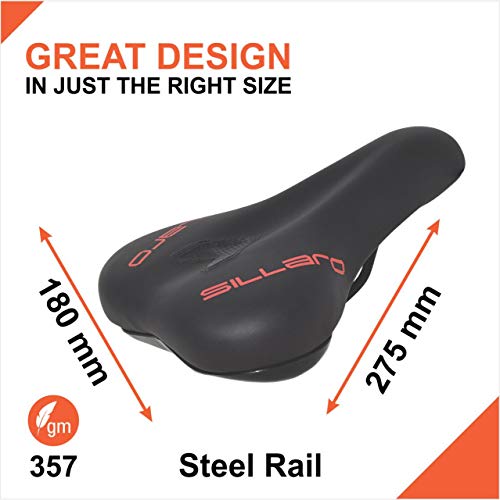 Image of Spin Bike Seat Saddles Comfortable Bicycles Seat PU Foam Padded Bicycle Saddle - Dual Shock Absorbing Airflow System Waterproof Universal Fit for Indoor /Outdoor Bikes Men Women (H-Black & Orange)